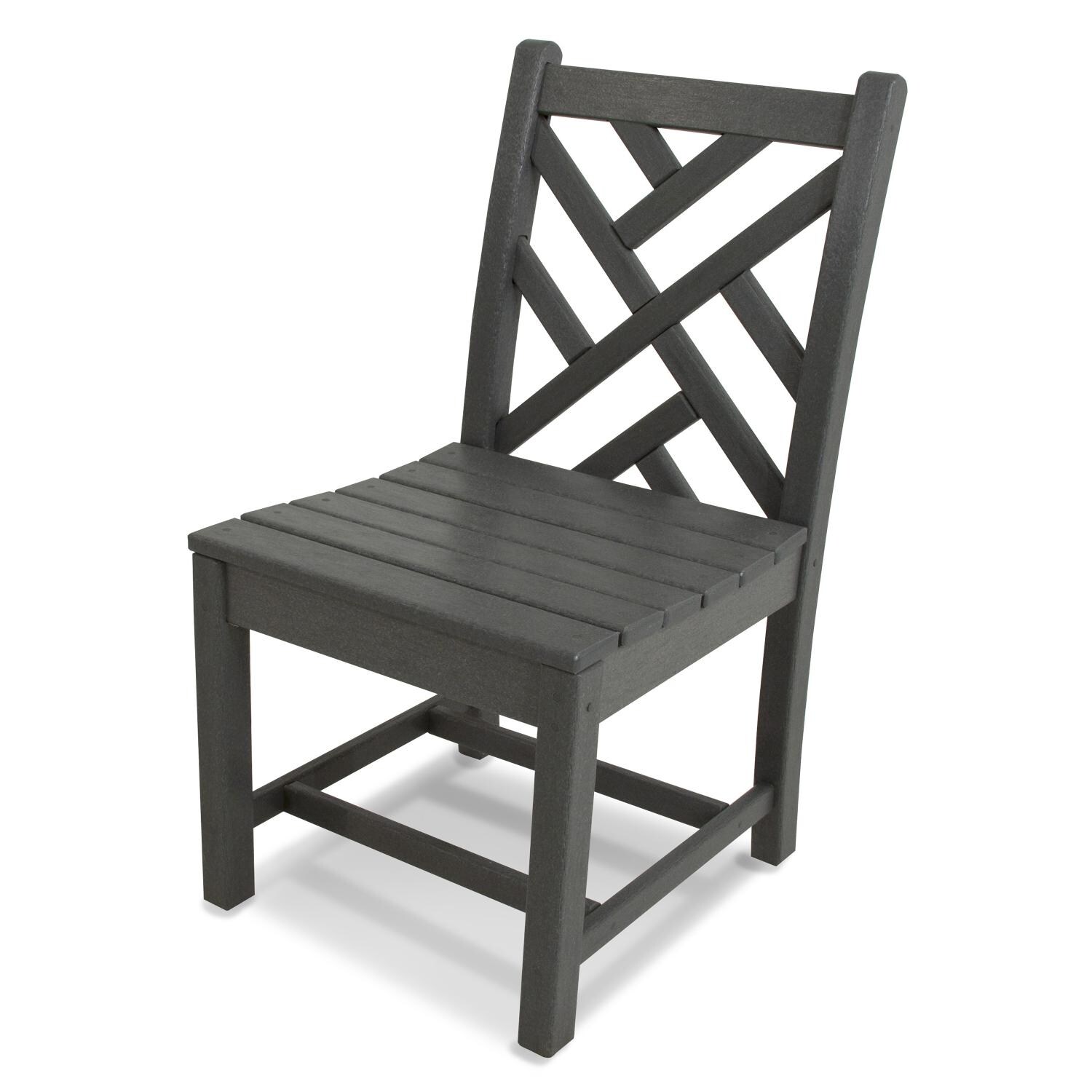 Chippendale Slate Gray Recycled Plastic Wood Patio Dining Side Chair By POLYWOOD