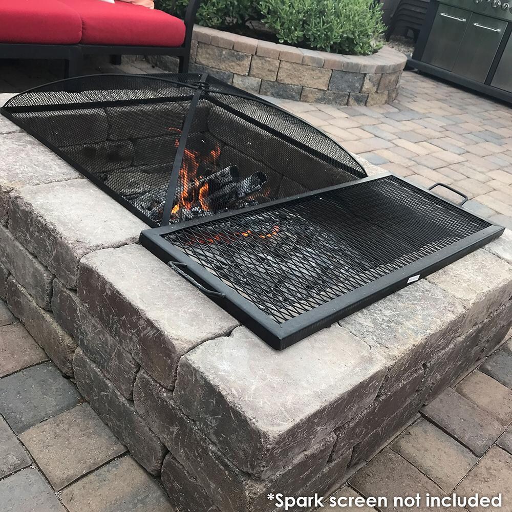 Ultimate Patio 36-Inch X-Marks Rectangle Fire Pit Cooking Grill - Beside the Spark Screen thumbnail