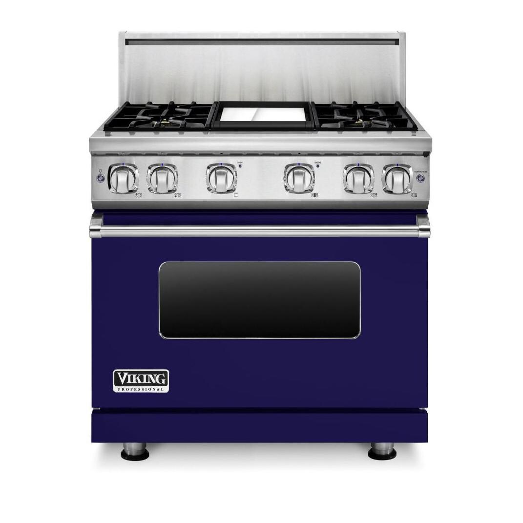 Viking Professional 7 Series 36-Inch 4-Burner Natural Gas Range With Griddle - Cobalt Blue - VGR73624GCB