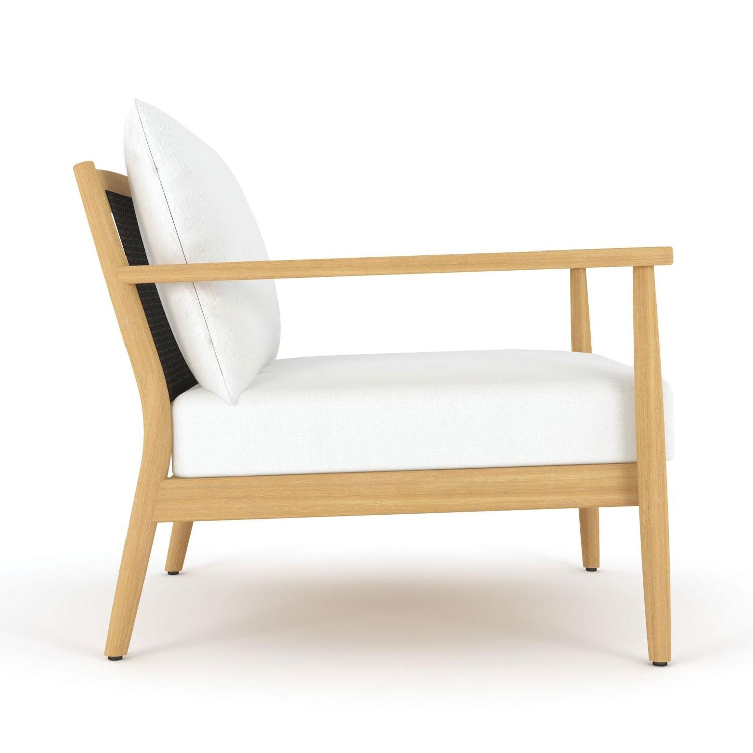 Palma Teak Club Chair W/ White Cushions by Royal Teak Collection - Side View - White Background thumbnail