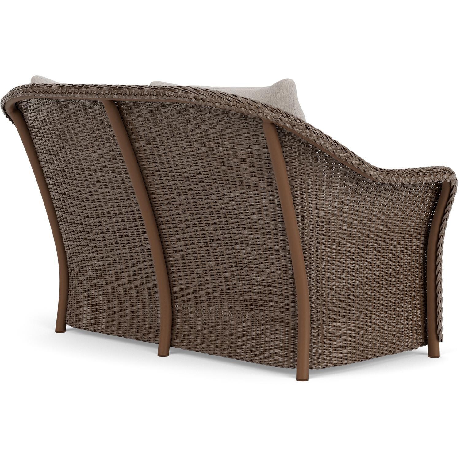Lloyd Flanders Weekend Retreat Loveseat in Bark Finish W/ Remy Cloud Fabric - Back Right thumbnail