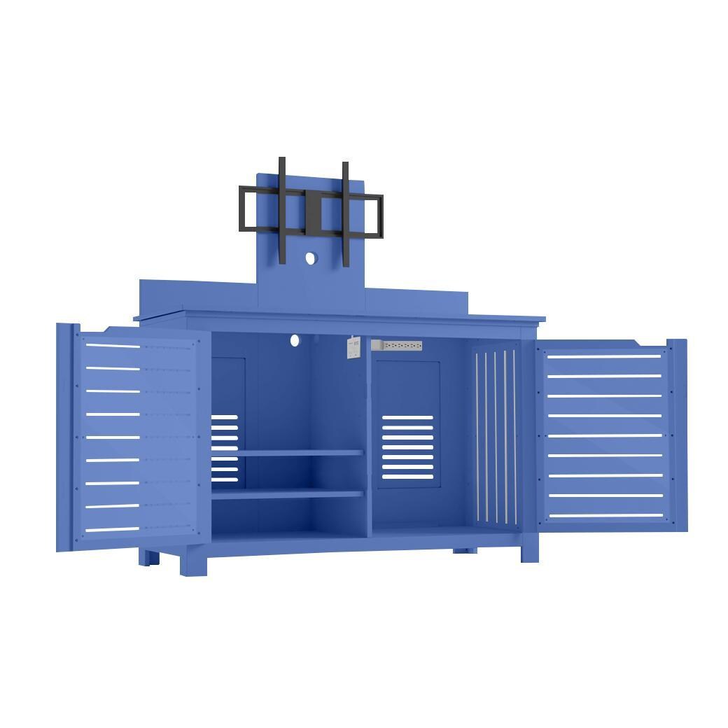 Ledge Lounger Mainstay Rectangle Bar Credenza w/ TV Mount - Sky Blue - White Background thumbnail