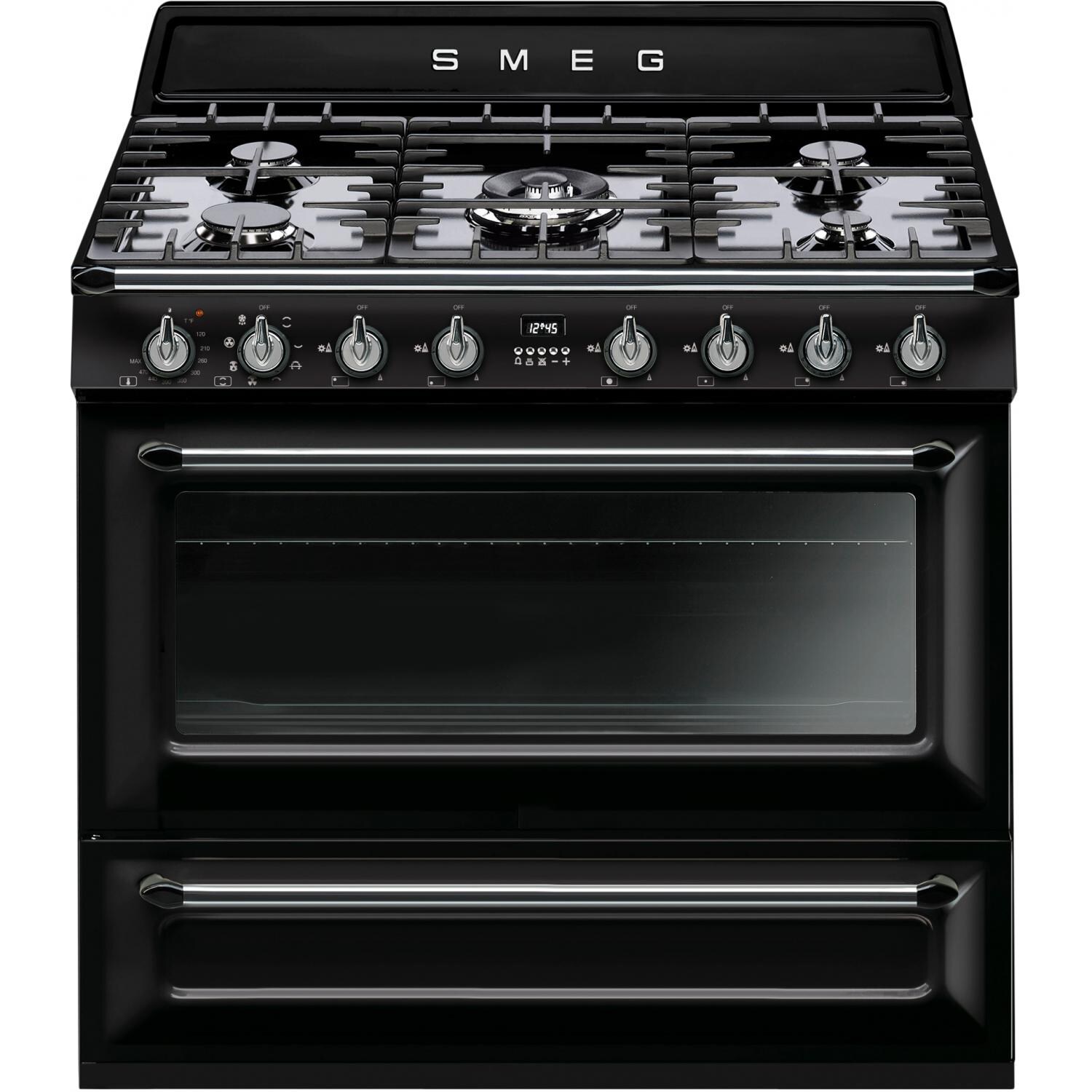 Smeg Victoria 36-Inch 5-Burner Dual Fuel Range - Black - TRU90BL
