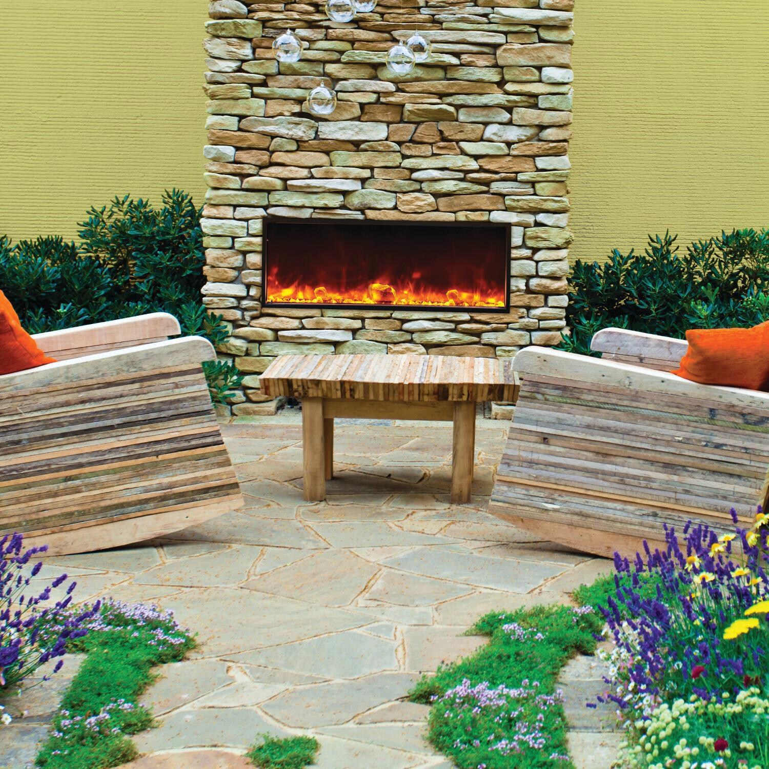 Amantii Panorama Series Deep Smart 40-Inch Built-In Electric Fireplace - Indoor/Outdoor - BI-40-DEEP-OD