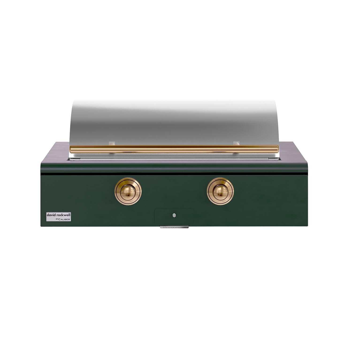 Caliber CRG-42BN00-A-086-H08 42-in Natural Gas Built-In Rockwell Grill - Emerald w/ Gold Hardware - Closed Lid - White Background thumbnail