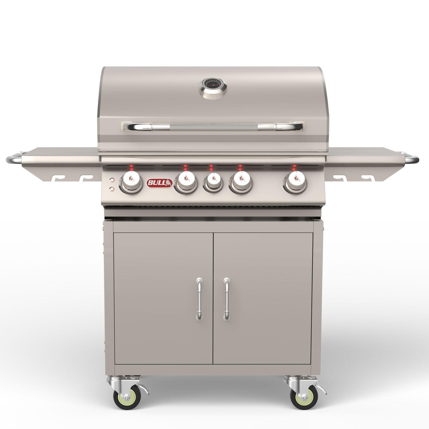 Bull 44000 Angus 30-in 4-Burner Freestanding Propane Gas Grill - Hood Down - Front View - White Background thumbnail