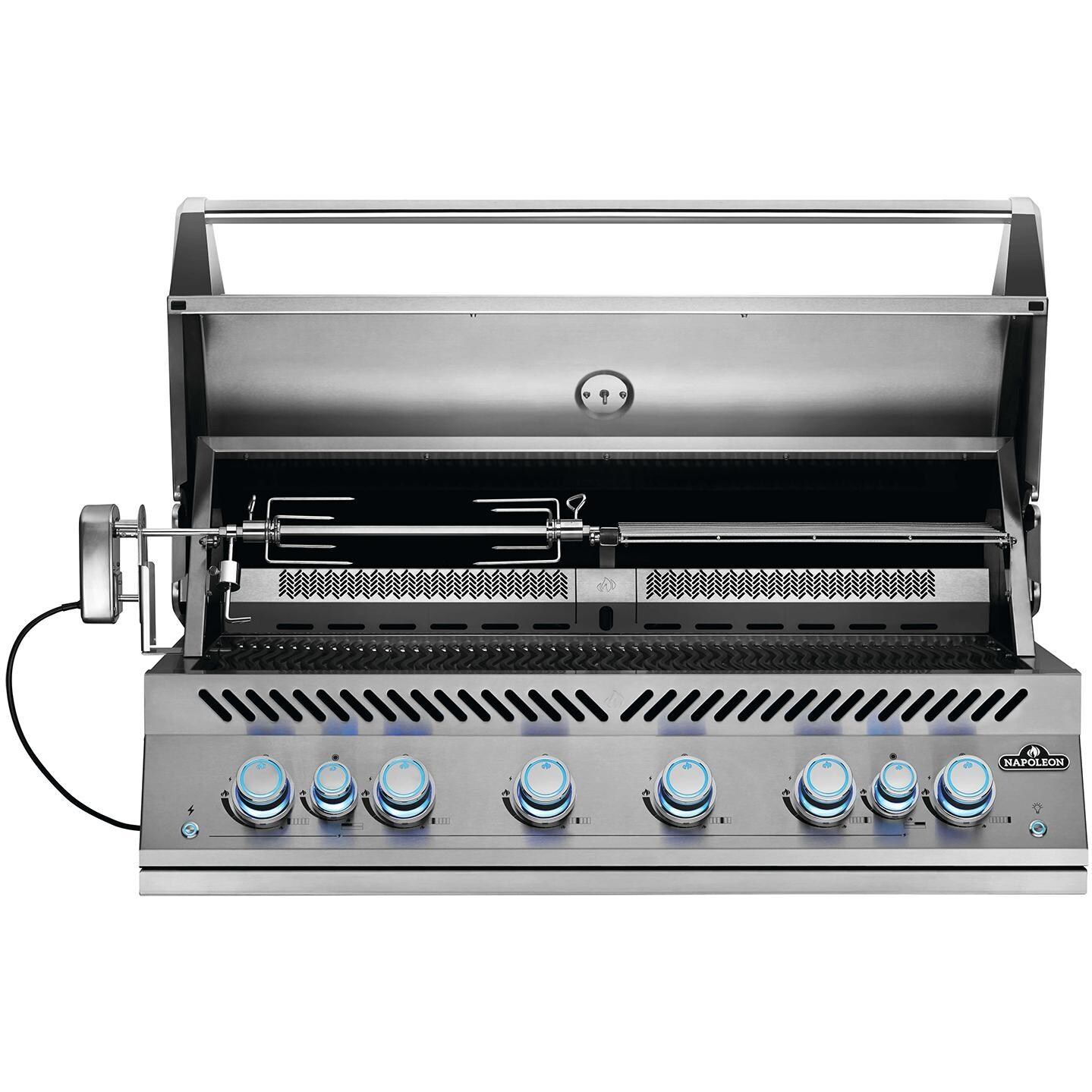 Napoleon BIG44RBNSS Built-In 700 Series 44-Inch Natural Gas Grill with Infrared Rear Burner & Rotisserie Kit - Rotisserie on Left Side & Warming Rack on the Right thumbnail