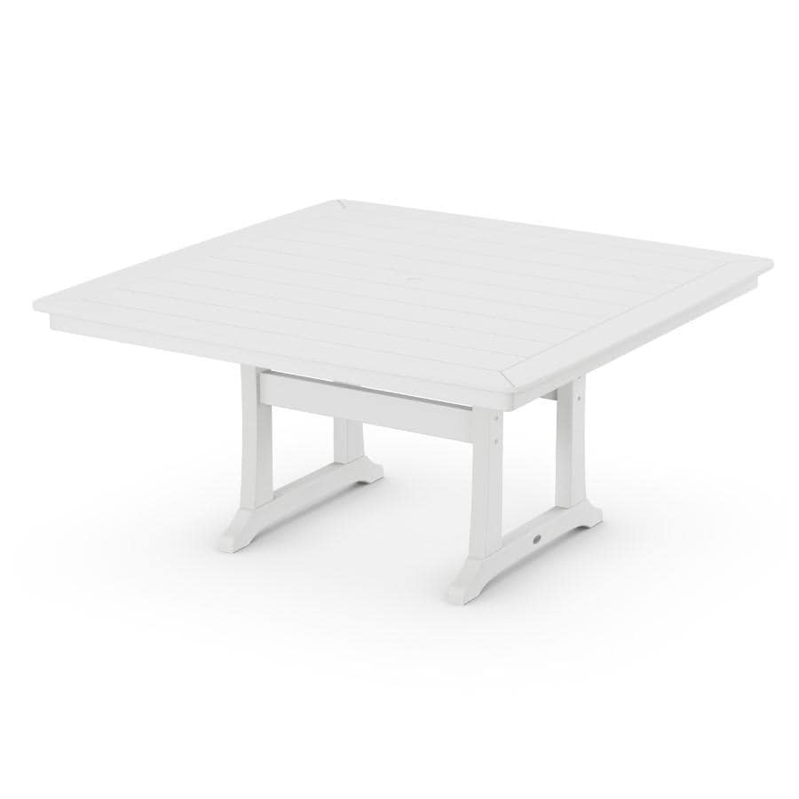 POLYWOOD Nautical Trestle 59" Dining Table in White - PL85-T2L1WH