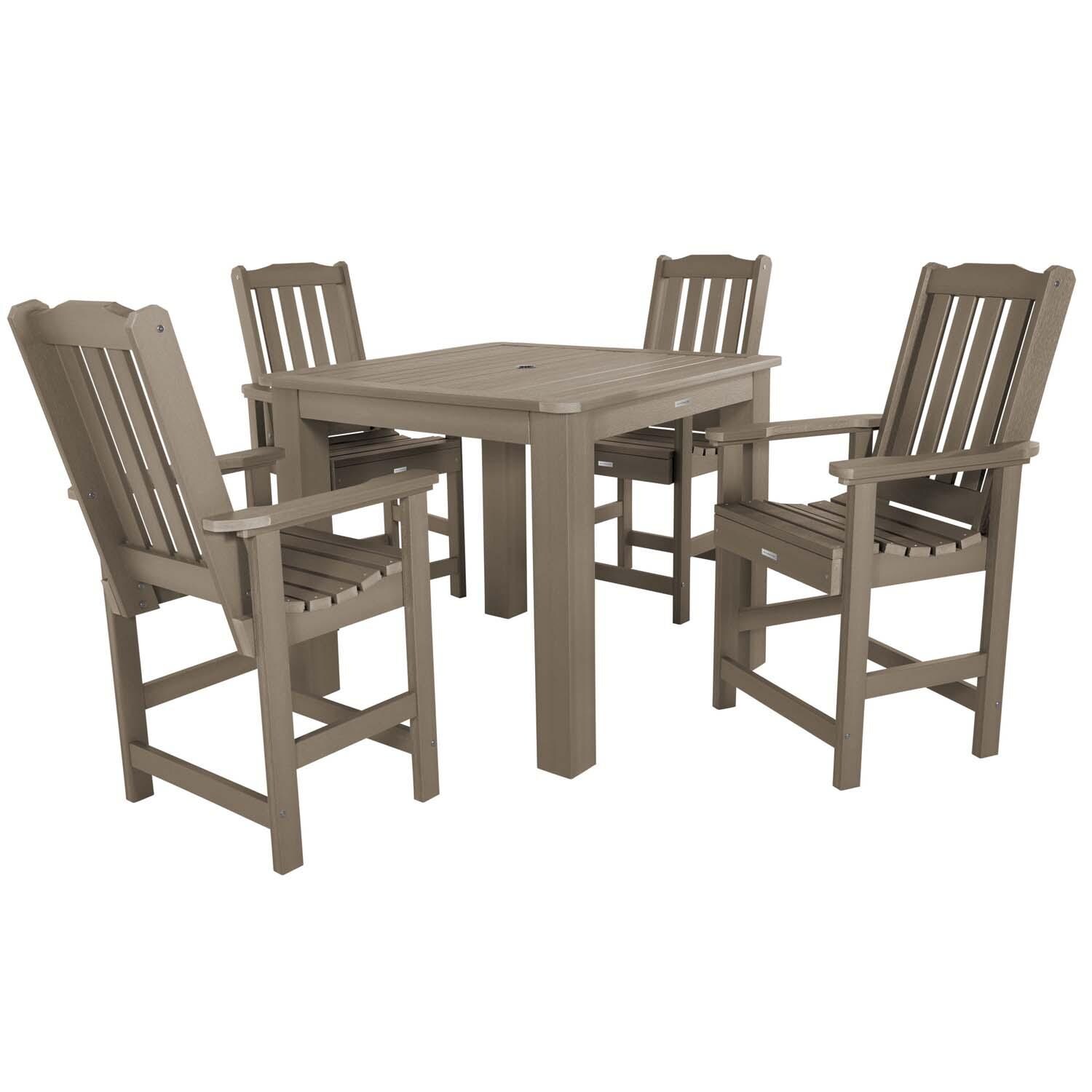Lakeview Hart Lane 5 Piece Square Counter Height Dining Set - Woodland Brown - White Backgrund thumbnail