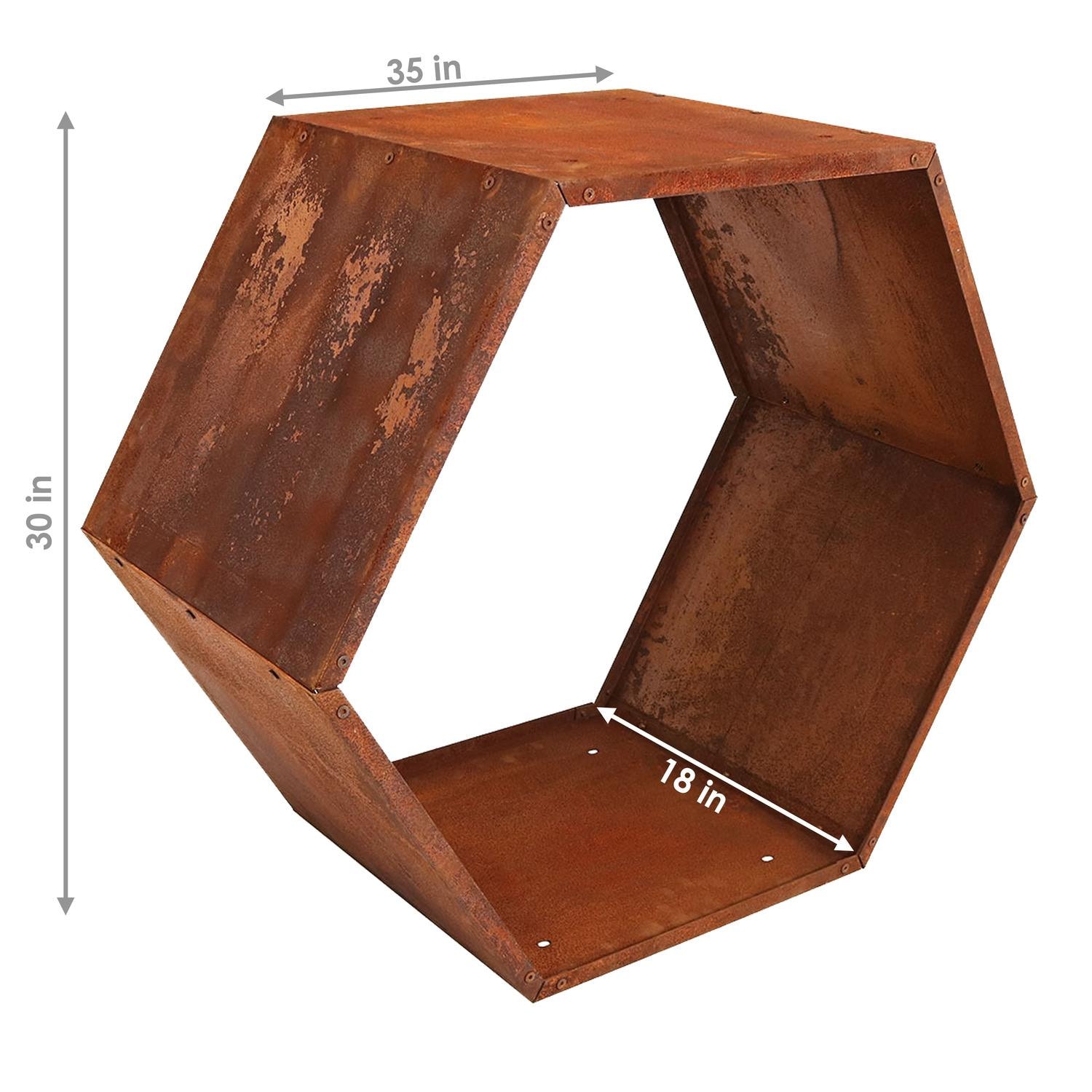 Ultimate Patio 30-Inch Hexagon Rustic Honeycomb Log Rack - Dimensions - Dimensional thumbnail