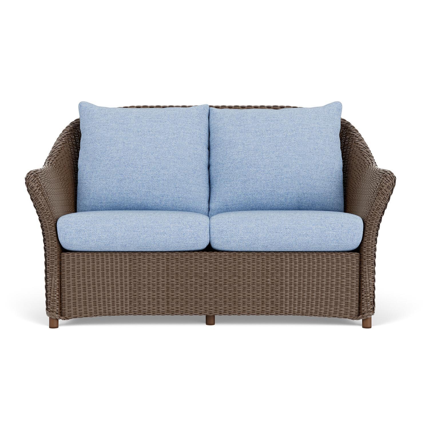 Weekend Retreat Lloyd Loom Loveseat in Bark/Demo Skyway by Lloyd Flanders