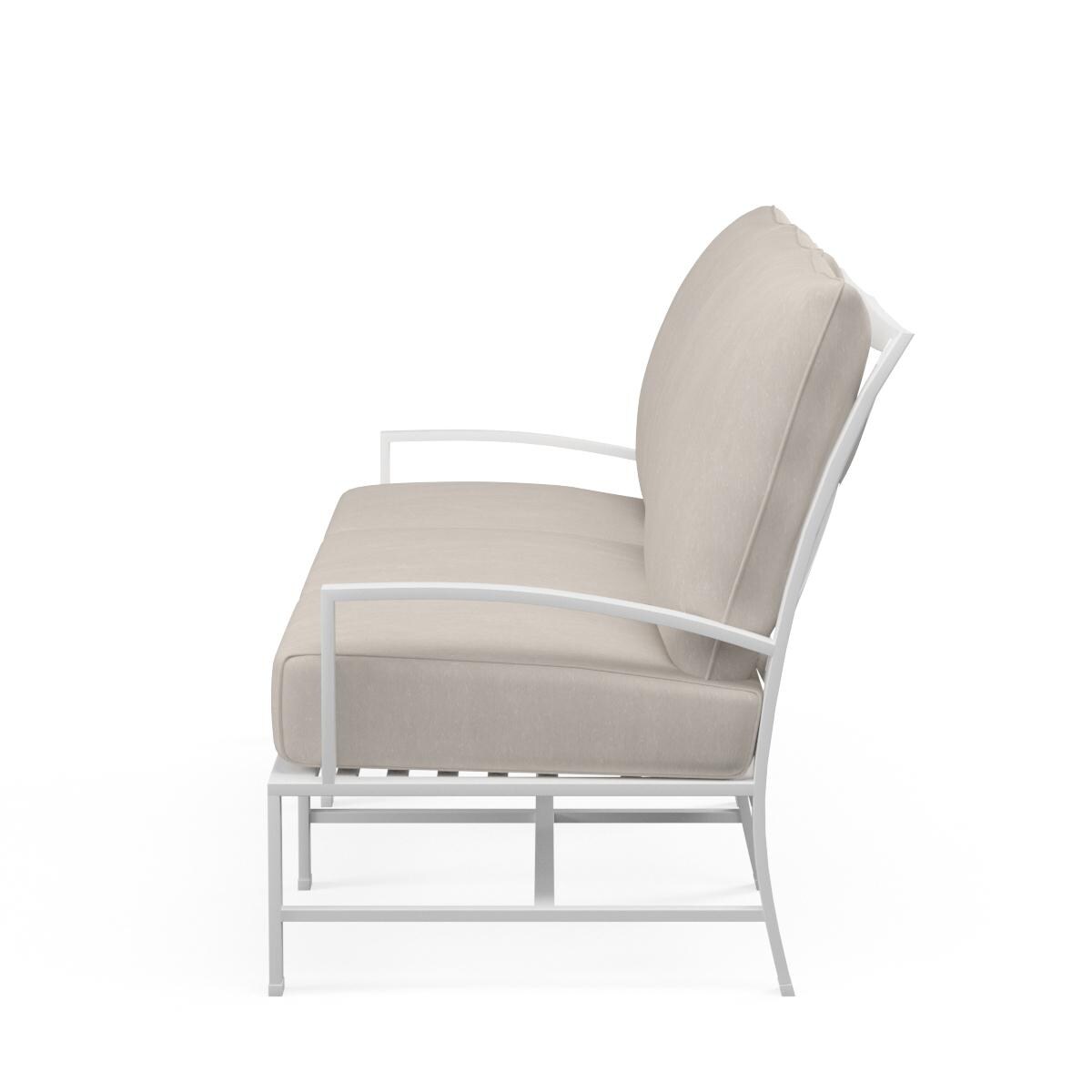 Sunset West - 501-23-5492 - Bristol Aluminum Patio Sofa W/ Sunbrella Canvas Flax Self Welt Cushions - Side View thumbnail