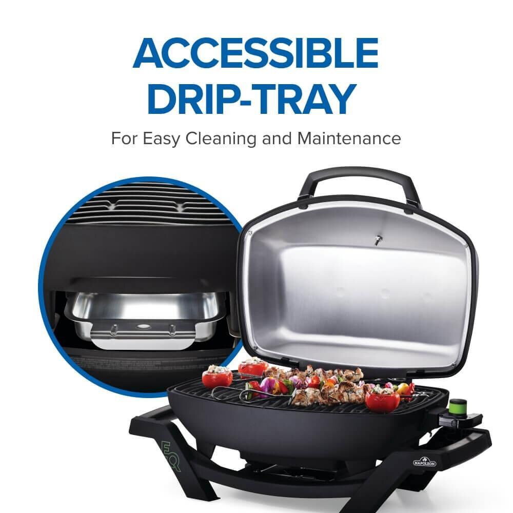 Napoleon - PRO285E-BK - TravelQ Pro 285 Portable Electric Grill - Black - Accessible Drip Tray - Detail thumbnail