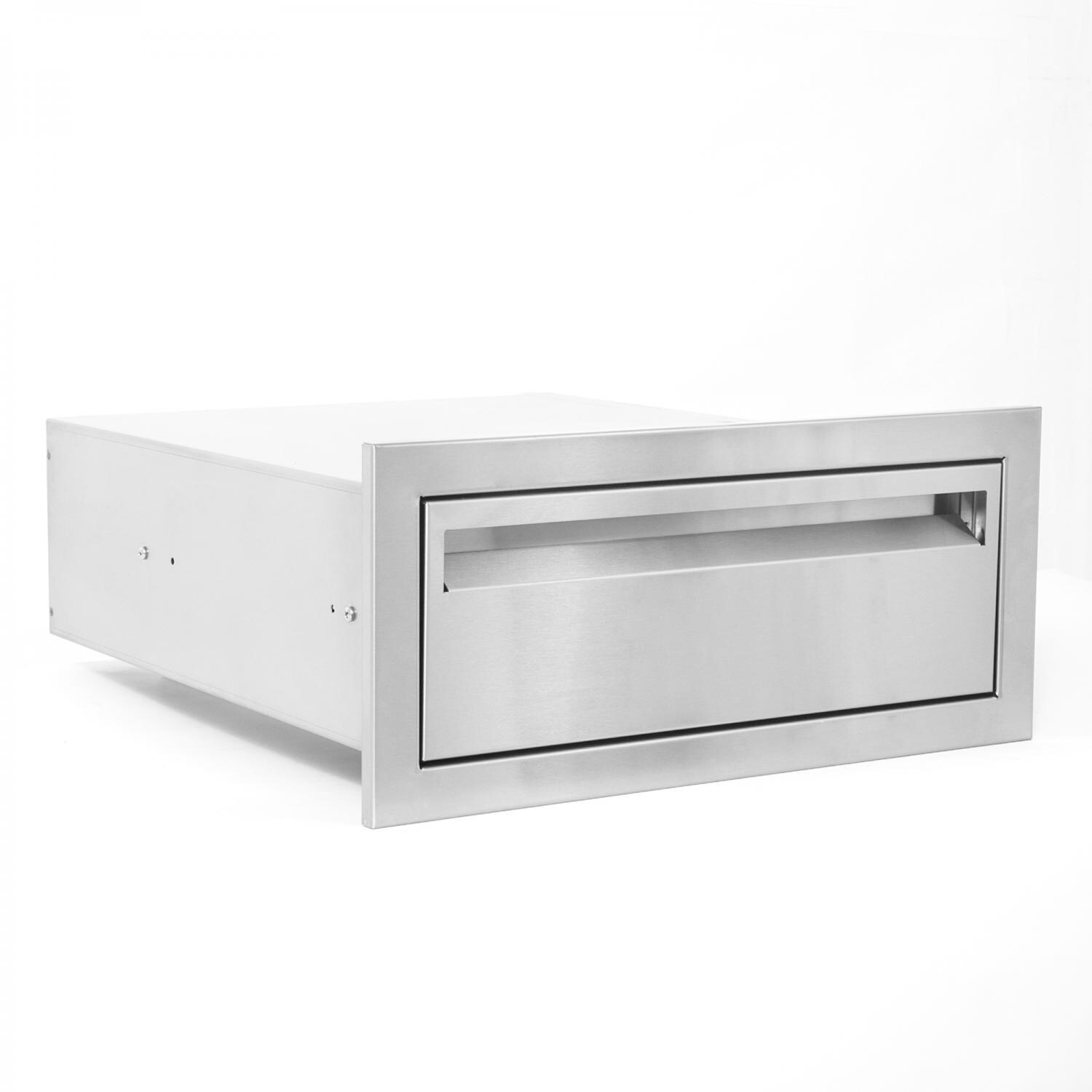 BBQGuys.com Aspen Series 20-Inch Stainless Steel Single Access Drawer - Angled View thumbnail