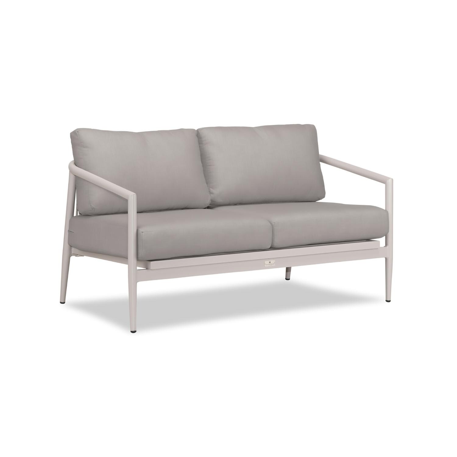 Lakeview Midnight Cove 2 Person Aluminum Loveseat in Urban Stone/Carrera/Canvas Charcoal - Angled - White Background thumbnail