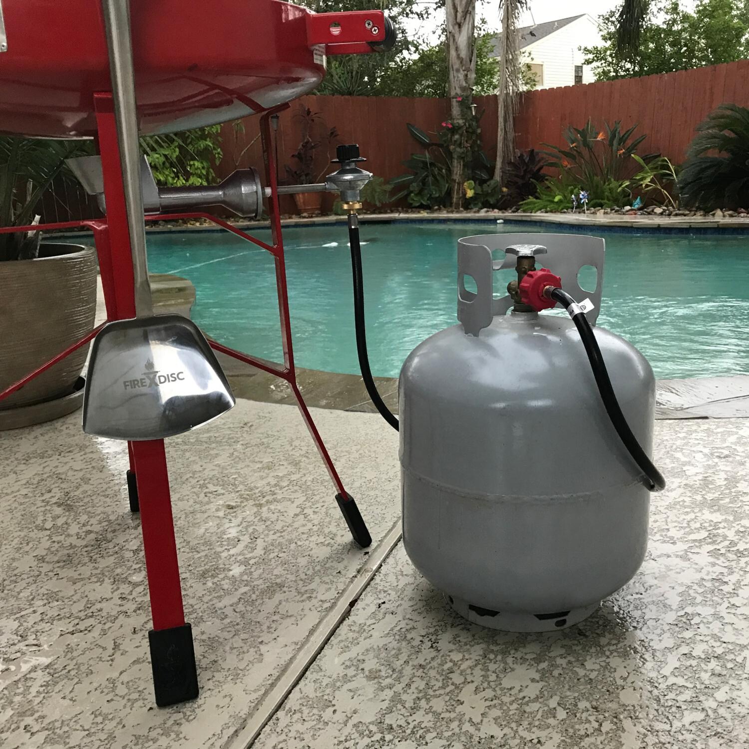 FireDisc TCG4FTGA Gauginator 4-Ft Propane Adapter Hose - In Use thumbnail