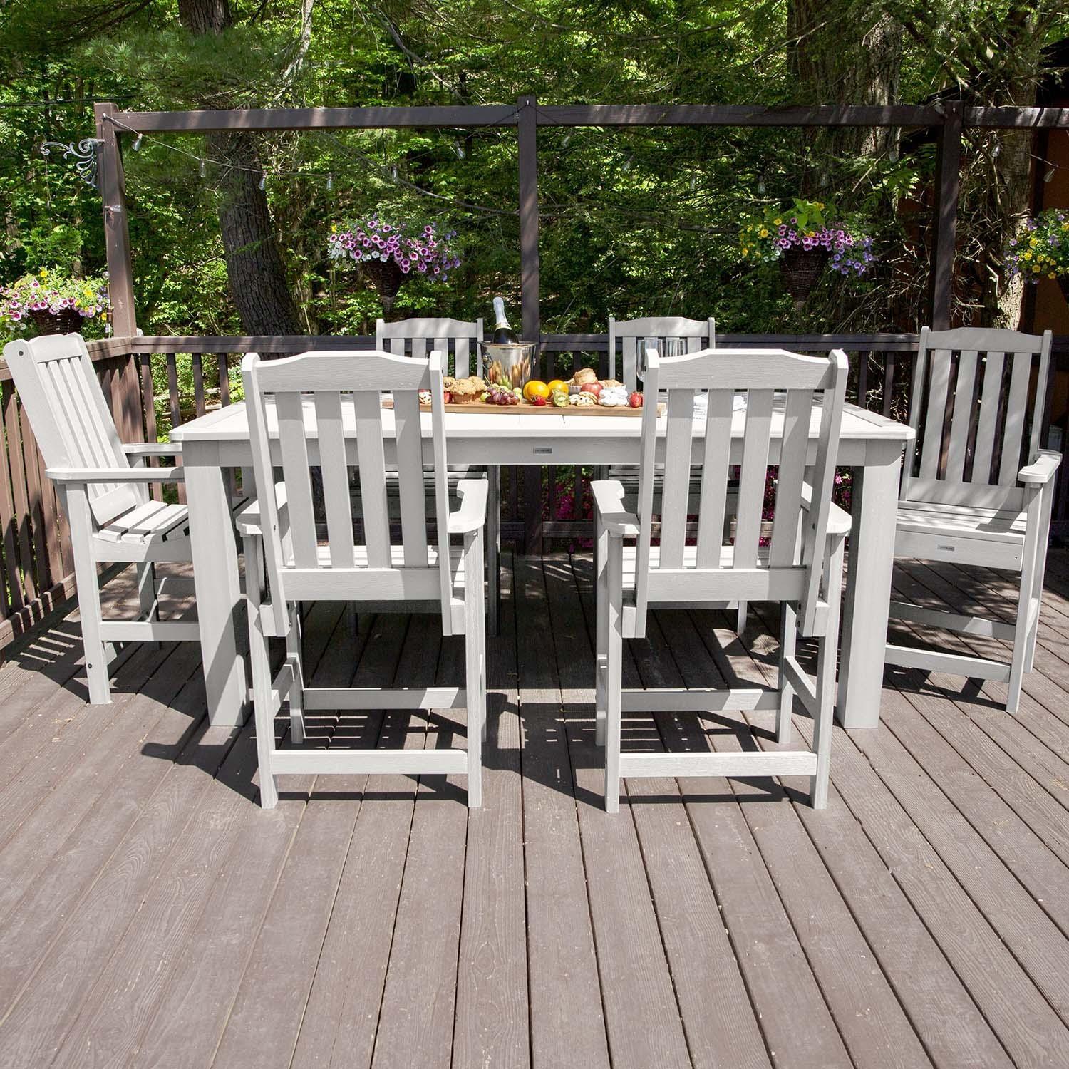 Lakeview Outdoor Designs Hart Lane 7 Pc Recycled Plastic Counter Height Dining Set in White by - LV-ST7LH2CO5BA-WHE
