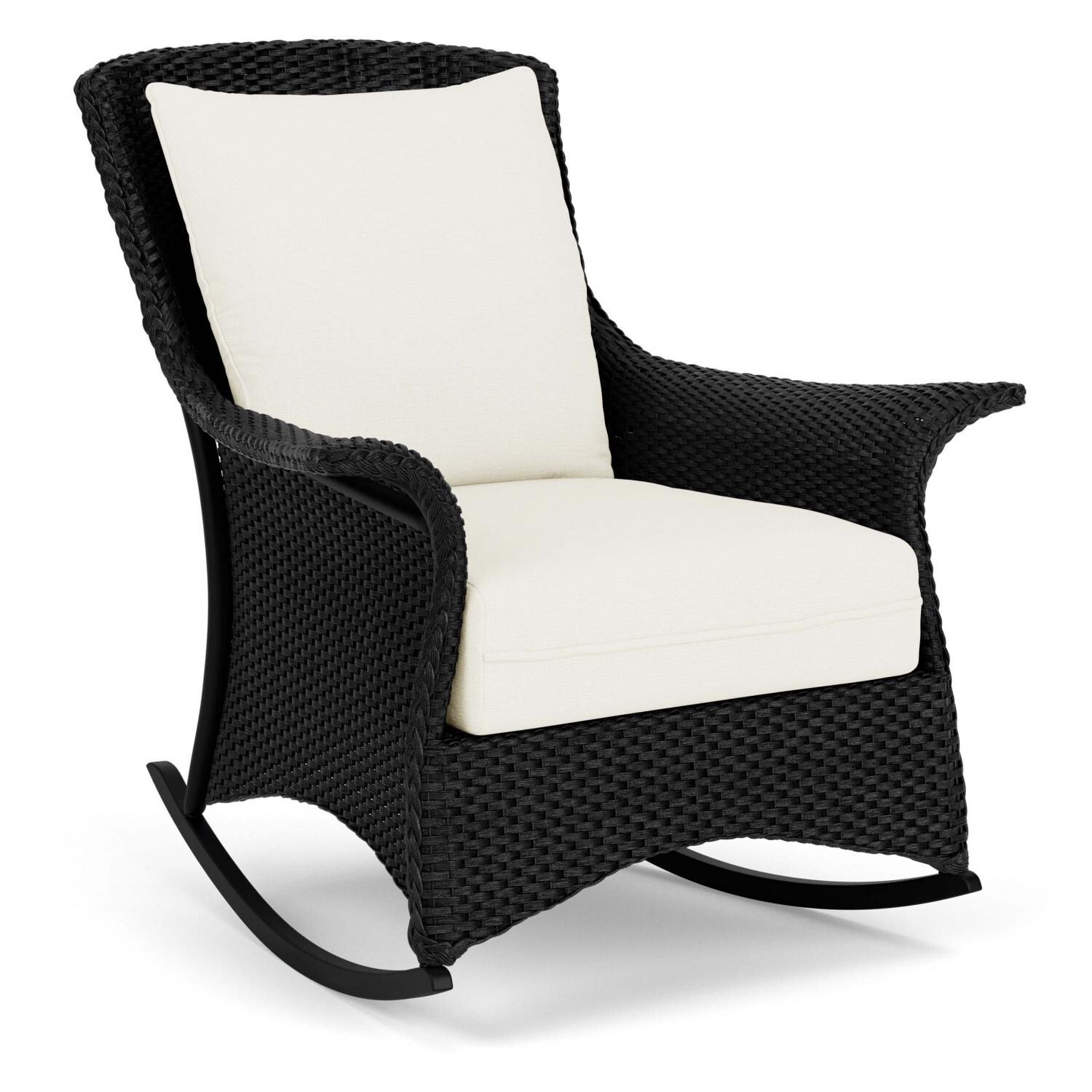 Lloyd Flanders Mandalay Lounge Rocker in Ebony Finish with Sailcloth Salt fabric - Angled thumbnail