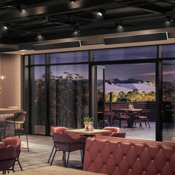 Dimplex X-DLW3200B24 DLW Series Radiant Heater - 3200W - 240V - Long Wave IR Black - Indoor Seating Area thumbnail