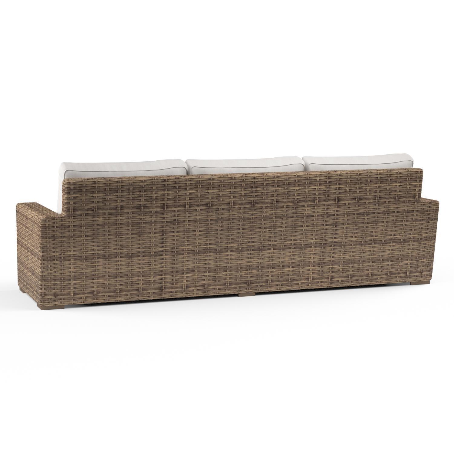 Sunset West - 1701-23-5492 - Havana Resin Wicker Patio Sofa W/ Sunbrella Canvas Flax Cushions - Rear View - White Background thumbnail