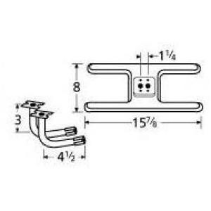 Stainless Steel H Twin, Centered, 1.25 Inch Offset Burner 10502-73002