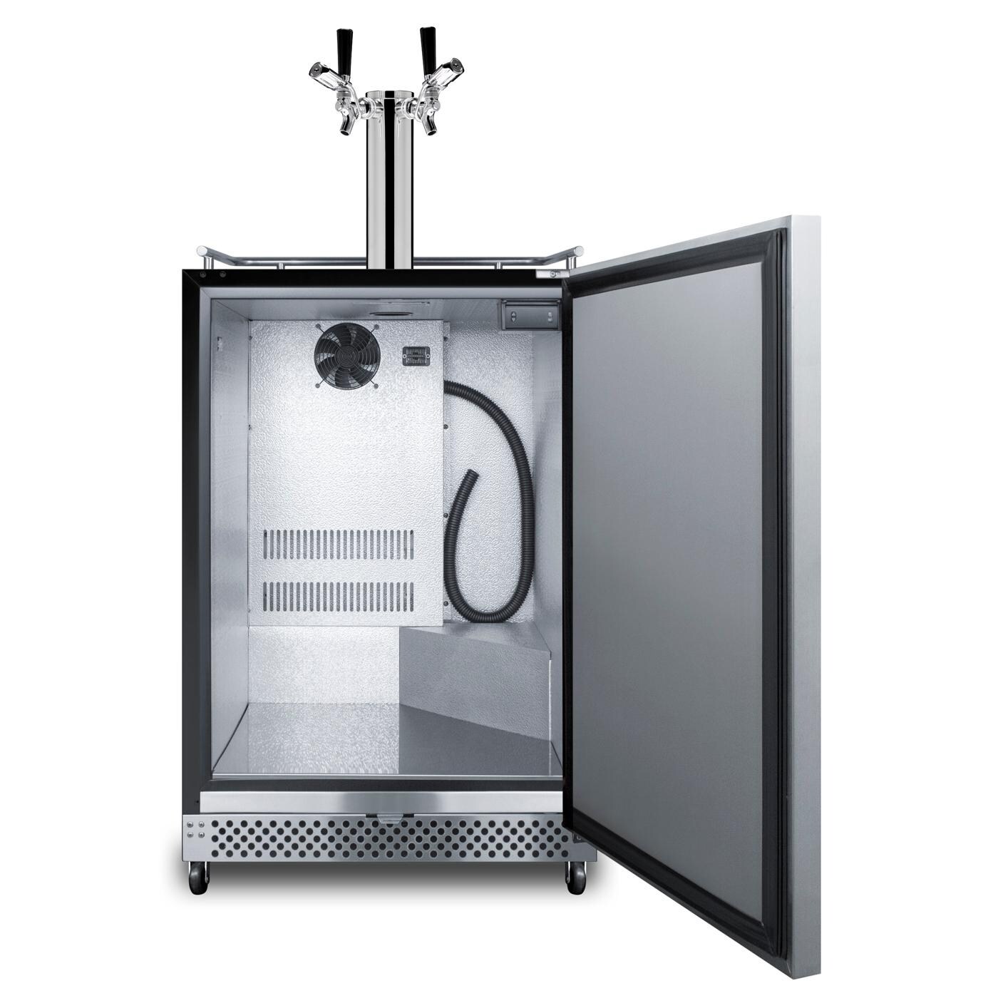 Summit SBC696OSTWINTL Commercial Outdoor Rated Double Tap Beer Dispenser / Kegerator w/ TapLock - Open thumbnail