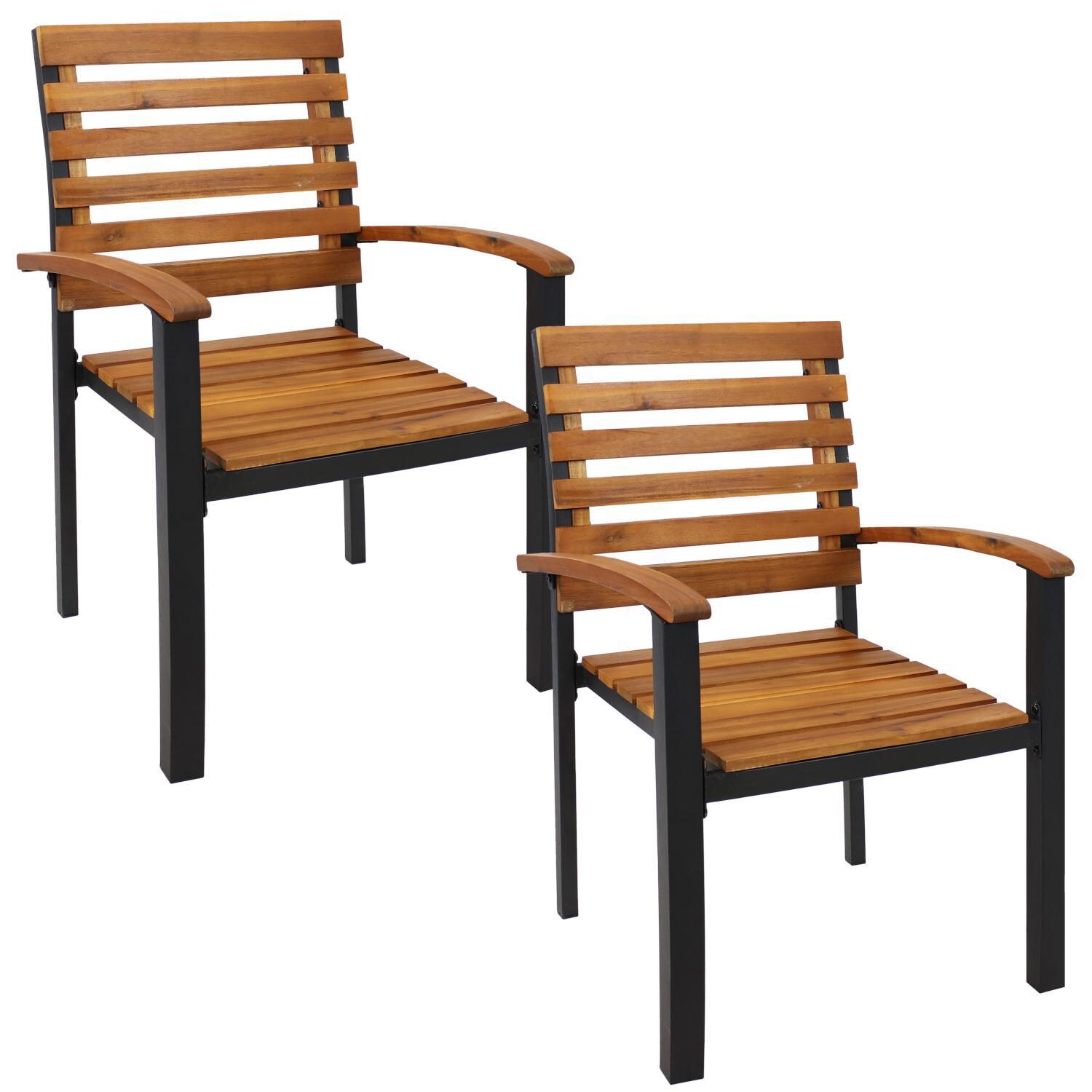 Ultimate Patio Acacia Wood & Steel Outdoor Patio Armchair - Full Set thumbnail