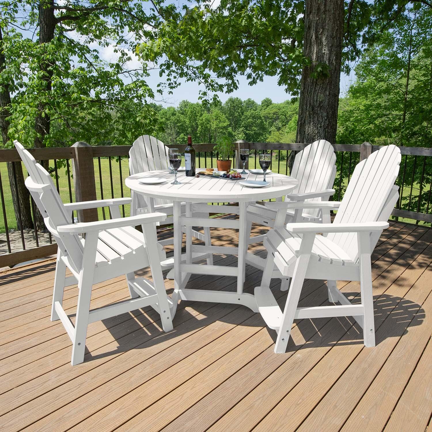 Dream Bay 5 Pc Recycled Plastic Counter Height Dining Set in White by Lakeview