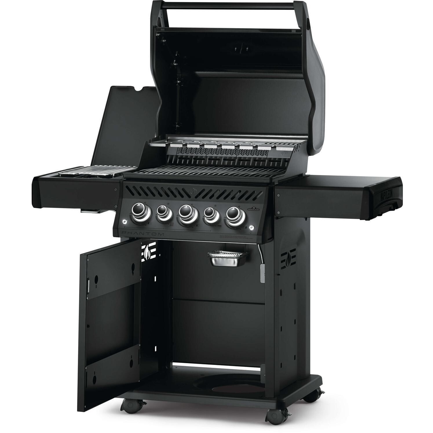 Napoleon RSE425RSIBPK-1-PHM Phantom Rogue SE 425 Propane Grill w/ Infrared Rear Burner & Infrared Side Burner - Open thumbnail
