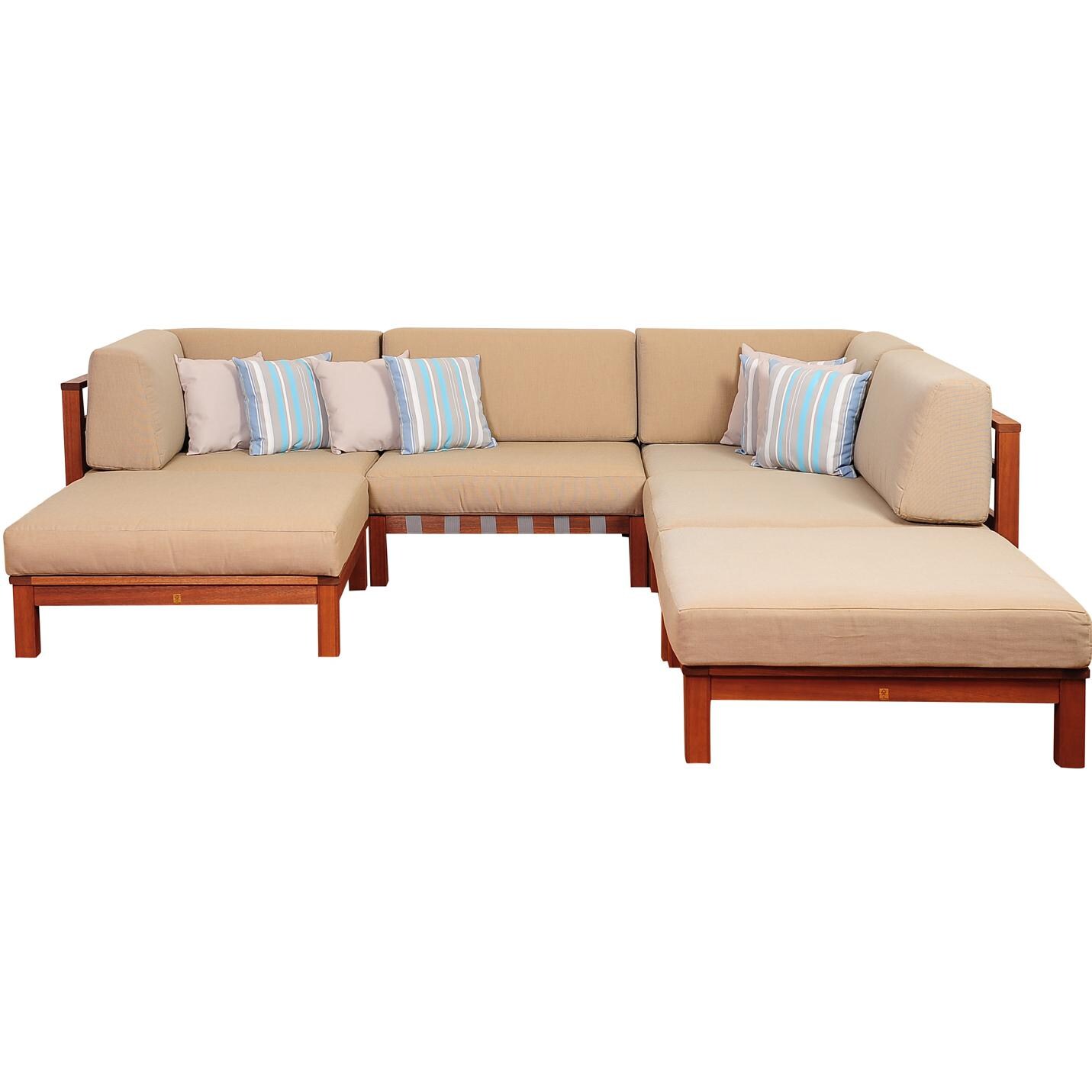 Amazonia SC DERB6 Derbyshire 4-Person Eucalyptus Patio Sectional Set By Jamie Durie thumbnail