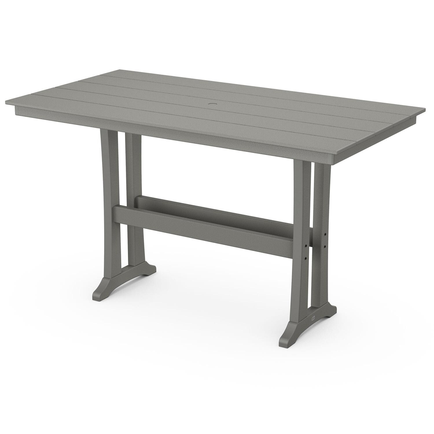 POLYWOOD 37 X 72-Inch Farmhouse Trestle Bar Table - Slate Grey thumbnail