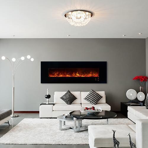 Modern Flames AL80CLX2-G 80-Inch Ambiance CLX2 Electric Fireplace With Black Glass Front - Lifestyle thumbnail