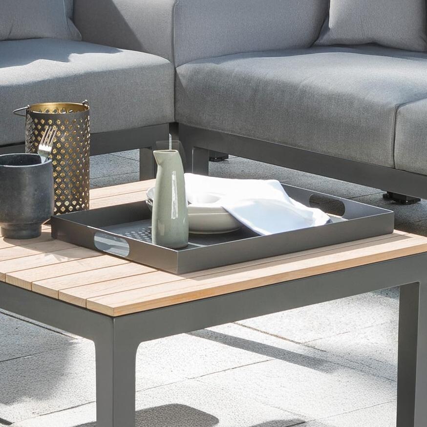 Elba Aluminum Serving Tray - On Table - Lifestyle thumbnail