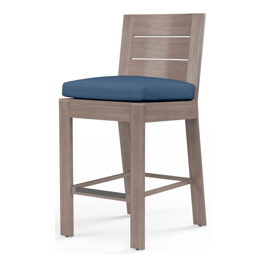 Laguna Aluminum Counter Stool w/ No Welt in Driftwood/Spectrum Indigo by Sunset West