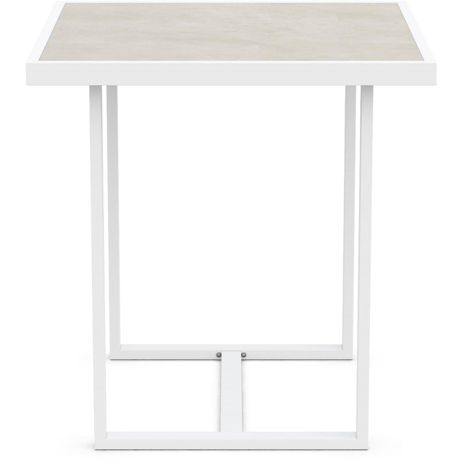 Azzurro Living Pavia 35 Inch White Aluminum Counter Table W/ Albarium Dekton Top - Side - White Background thumbnail