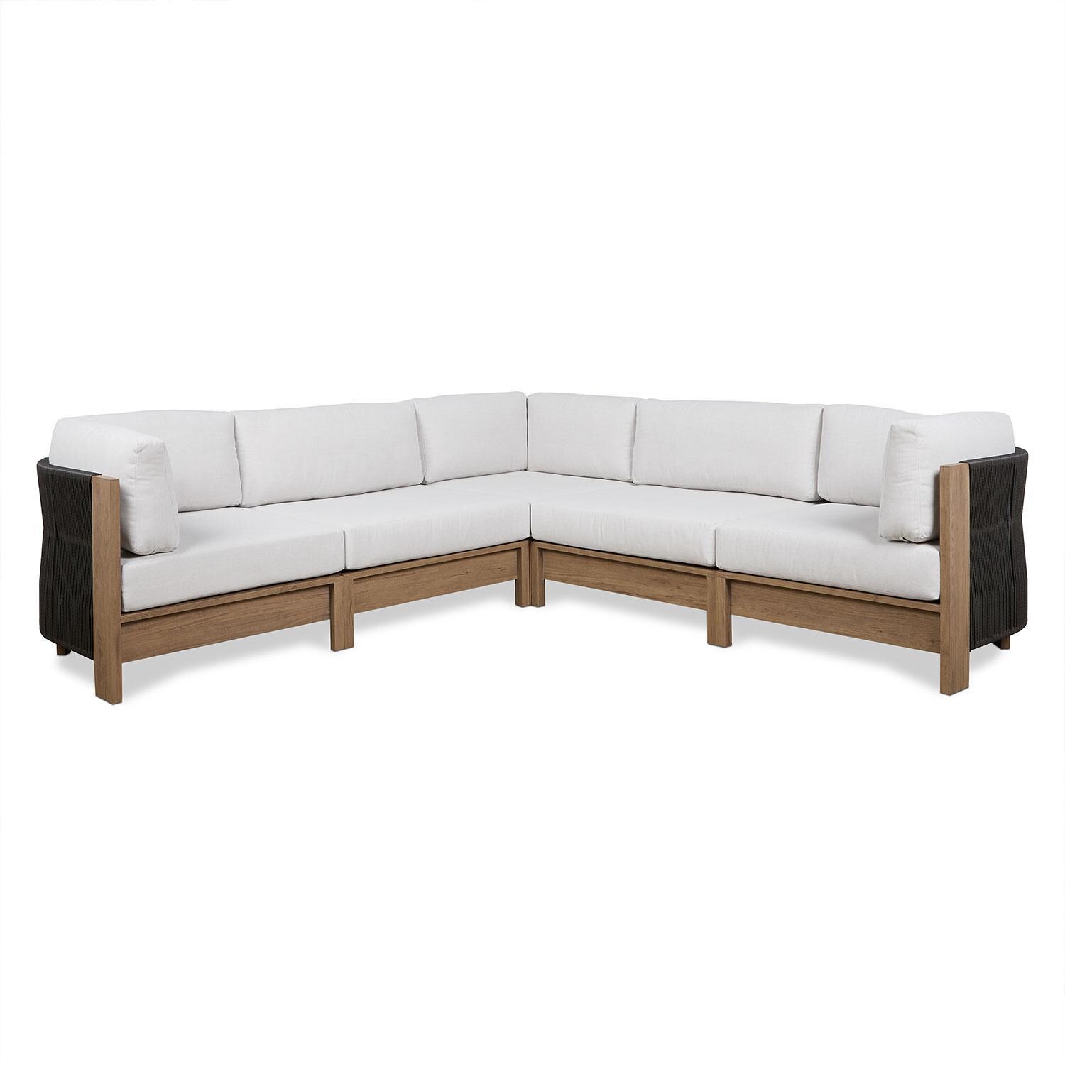 Heritage Outdoor 5 Pc Modular Sectional Sofa in Beechwood W/ Sunbrella Cushions by Lakeview Outdoor Designs - Display - White Background thumbnail