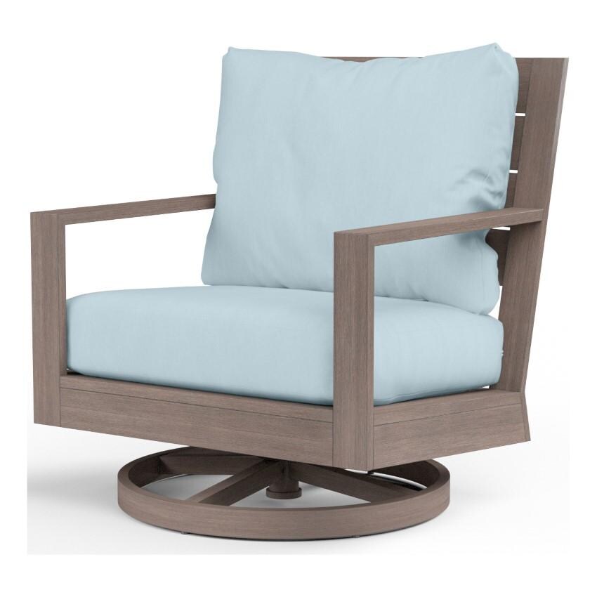 Laguna Aluminum Swivel Rocker Club Chair w/ No Welt in Driftwood/Canvas Skyline by Sunset West - White Background thumbnail