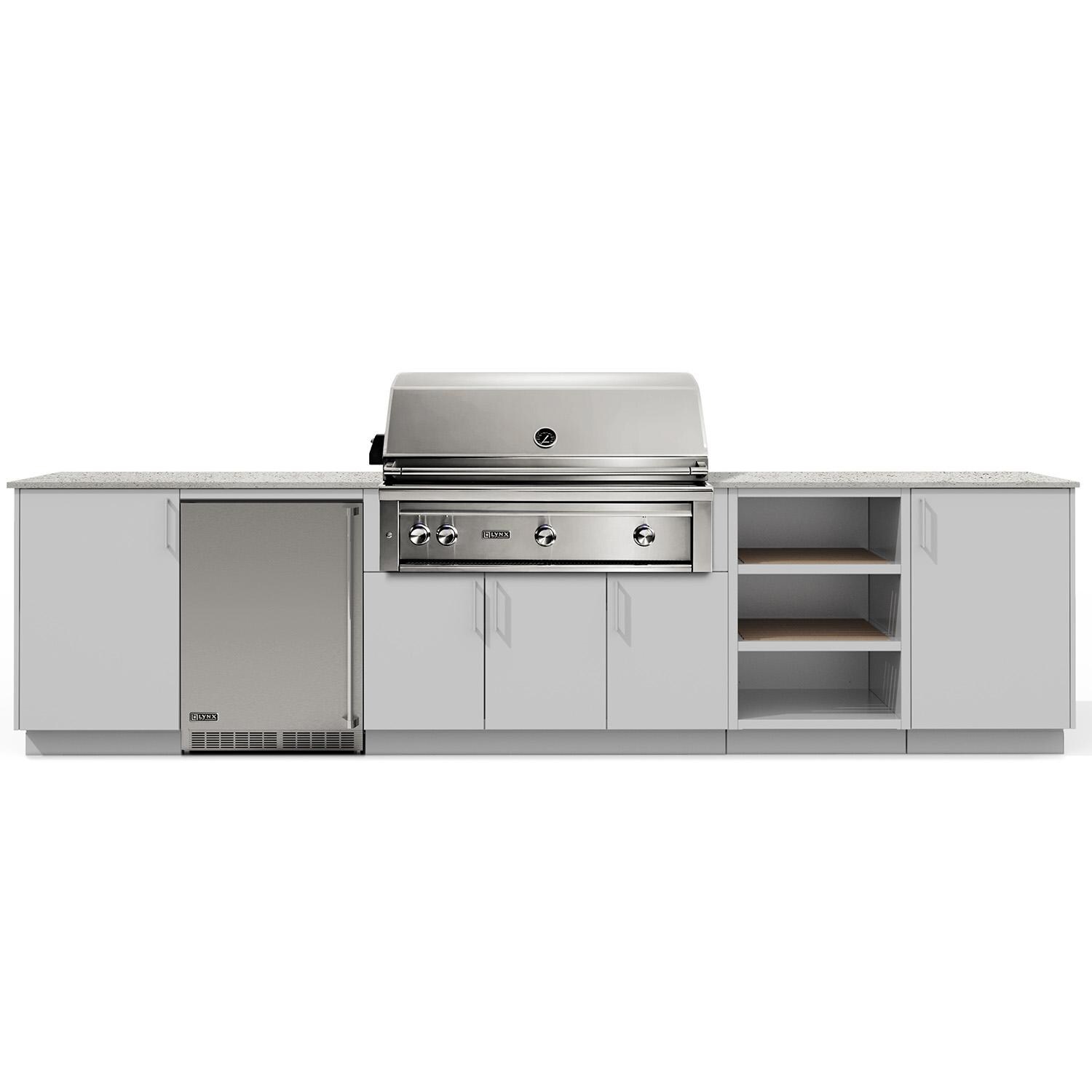 Urban Bonfire Taiga 42 Outdoor Kitchen w/ Lynx Propane Grill, Refrigerator, Keon Dekton Countertop & Chantilly Finish - B-Taiga-42-Lynx-Keon-Chantilly