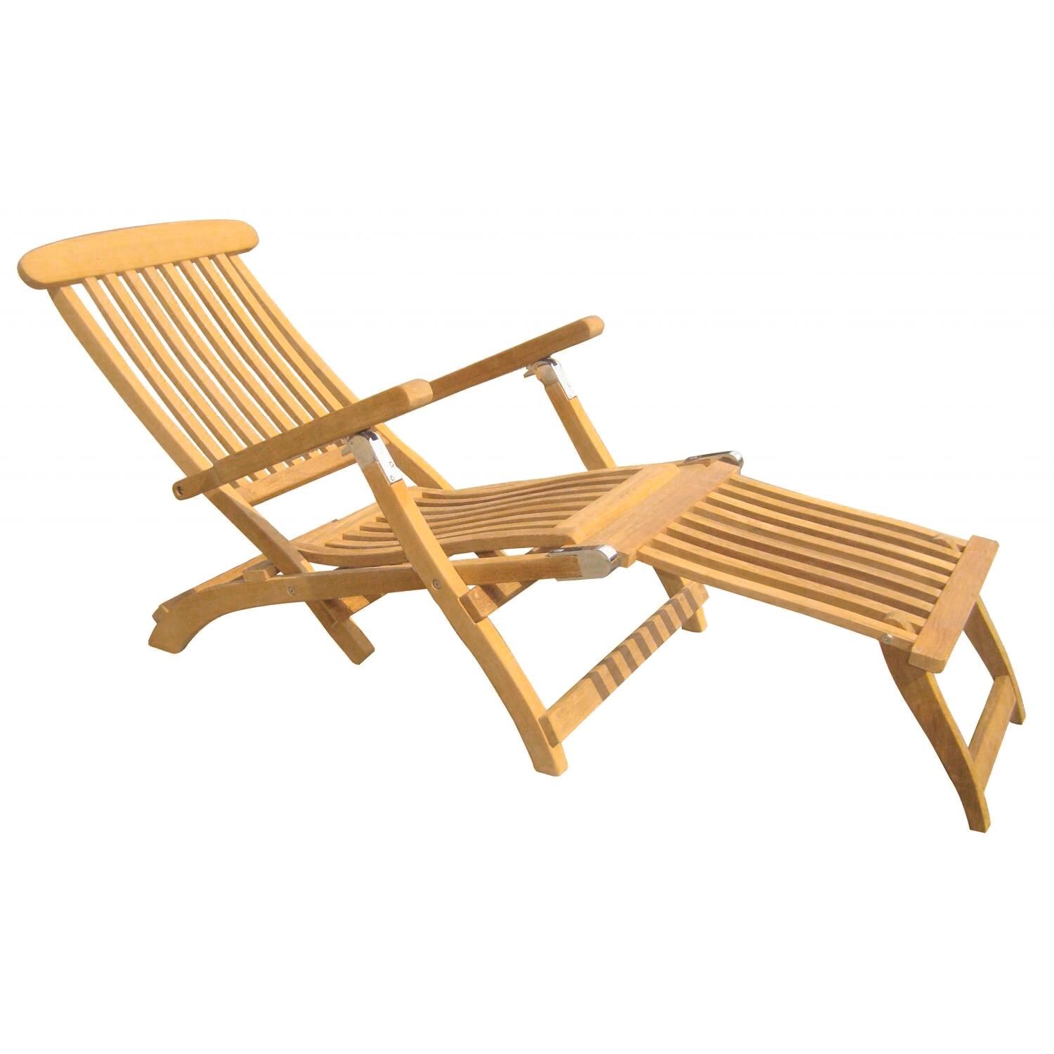 Royal Teak Collection Steamer Teak Patio Chaise Lounge thumbnail
