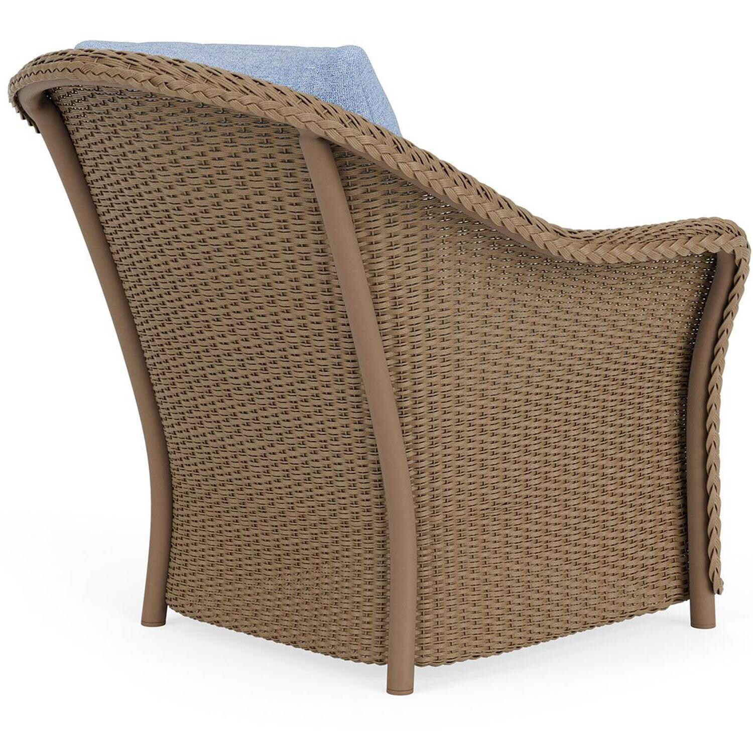 Lloyd Flanders Weekend Retreat Lounge Chair in Fawn Finish W/ Demo Skyway Fabric - Back Right thumbnail