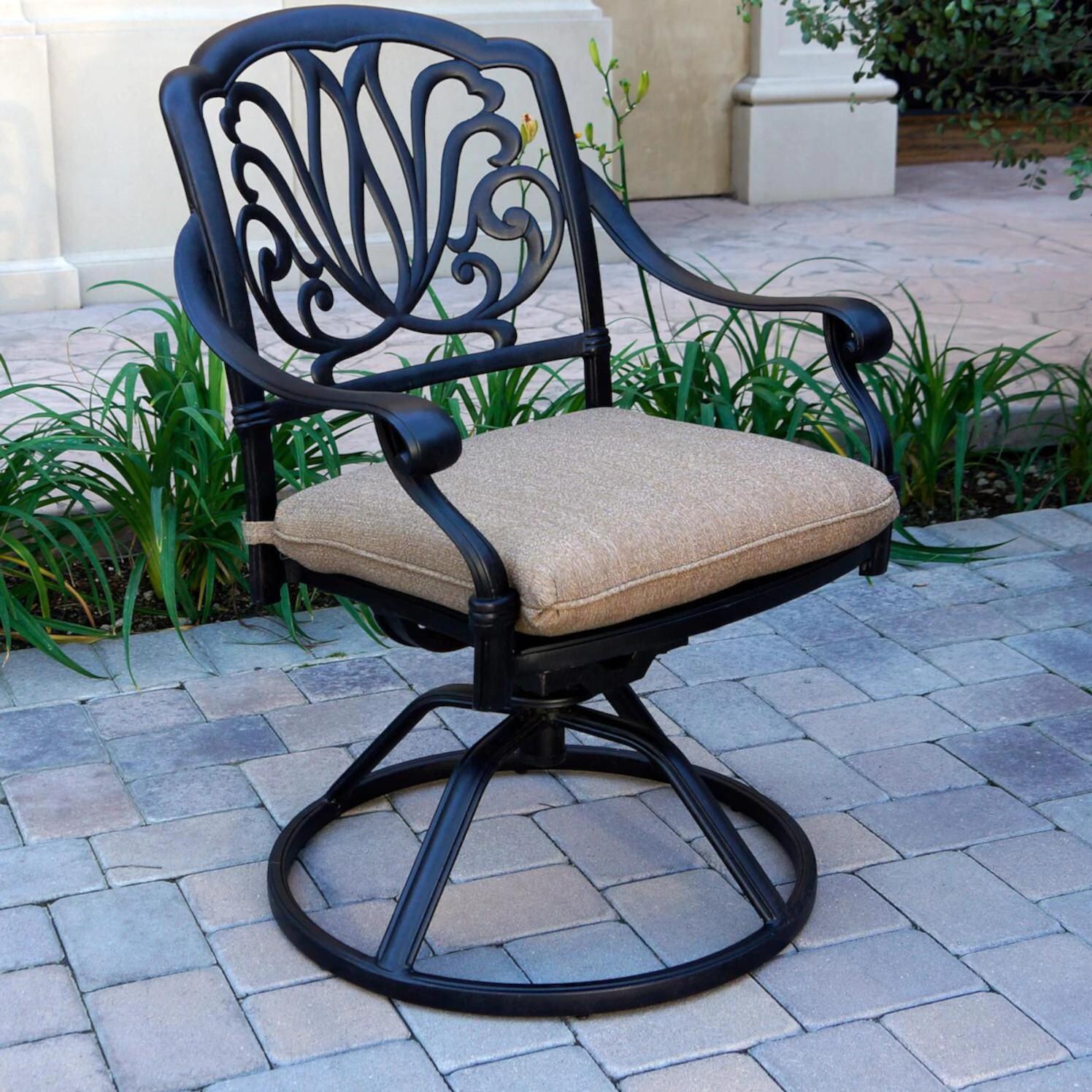 Darlee Elisabeth Patio Swivel Rocker Dining Chair W/ Sesame Cushion thumbnail