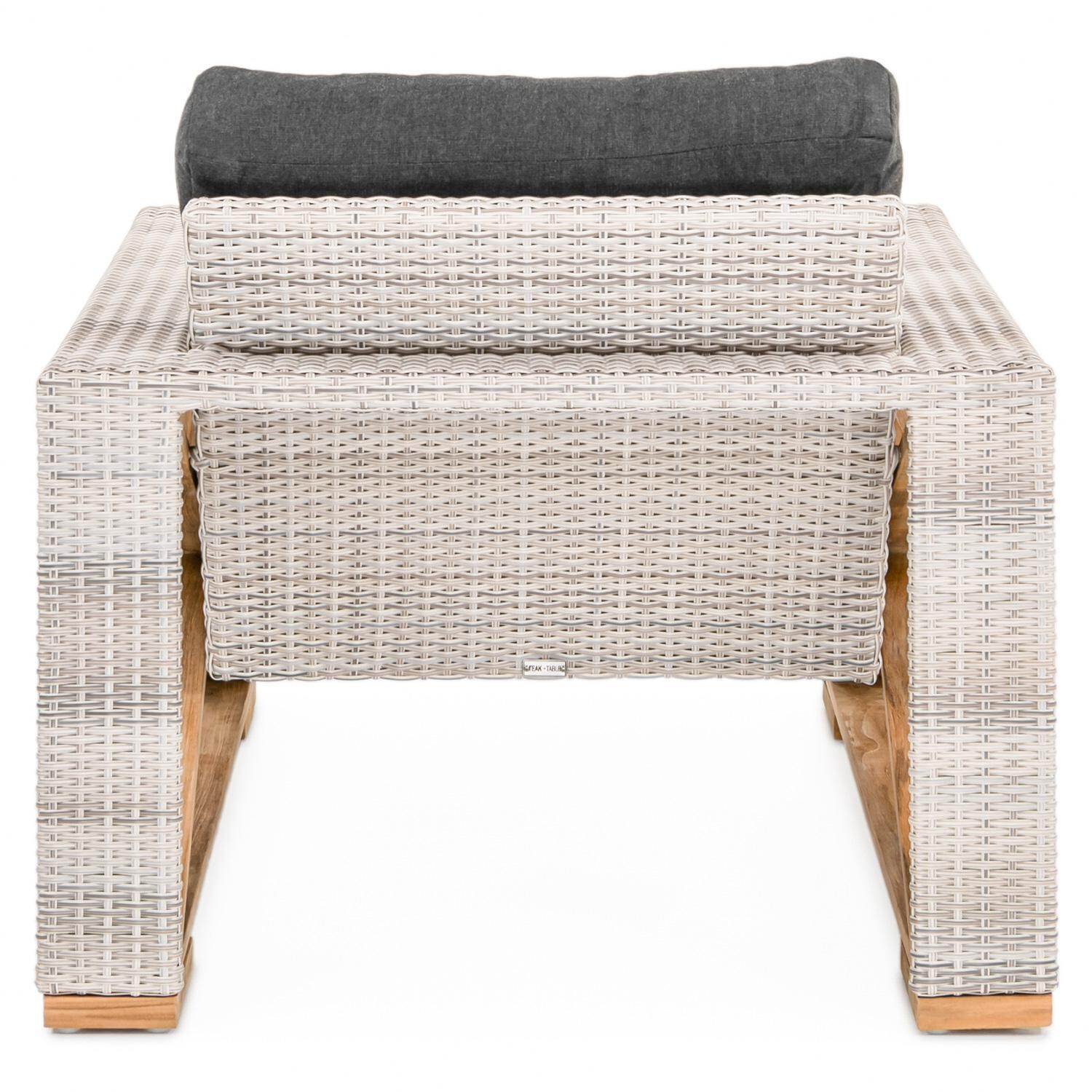 Teak + Table Caicos Club Chair in Granite - Back View (Carbon Cushions Shown) - White Background thumbnail