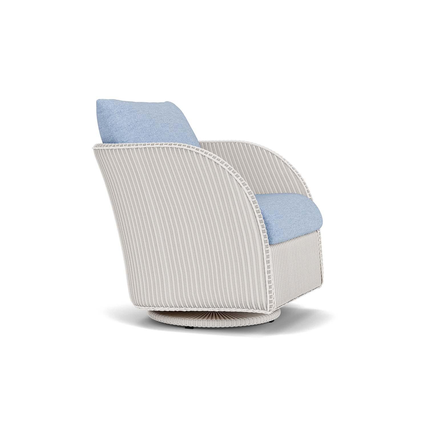 Lloyd Flanders Essence Swivel Glider Lounge Chair W/Demo Skyway Fabric - White Finish - Angled thumbnail
