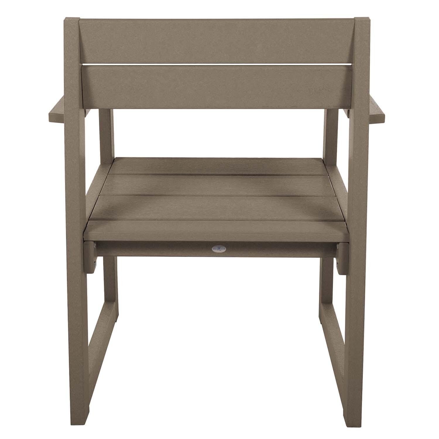 Hazel Cove Recycled Plastic Dining Arm Chair in Cabana Tan by Lakeview Outdoor Designs - Back View - White Background thumbnail