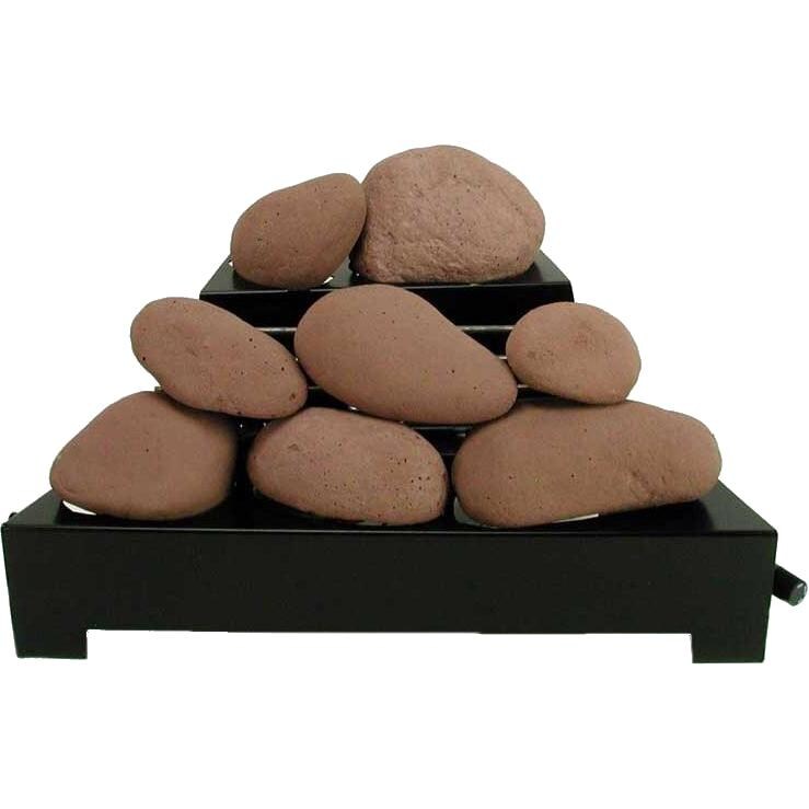 Rasmussen 20-Inch Adobe Red ALTERNA See-Thru FireStone Set With Vent-Free Black Chassis Burner  thumbnail