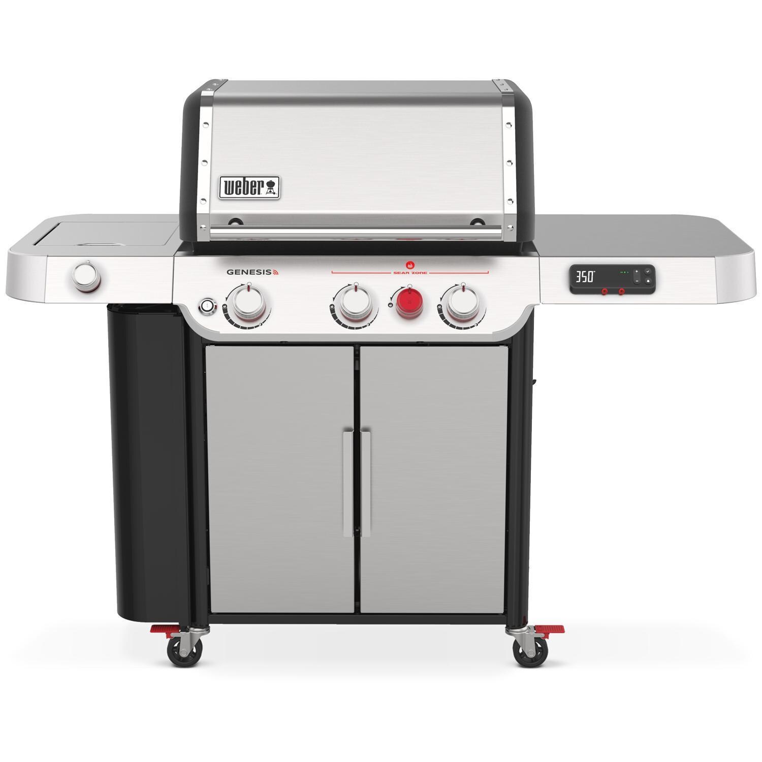 Weber GENESIS 35600001 SX-335 Propane Gas Smart Grill with Sear Burner & Side Burner - Stainless Steel - Display - White Background thumbnail