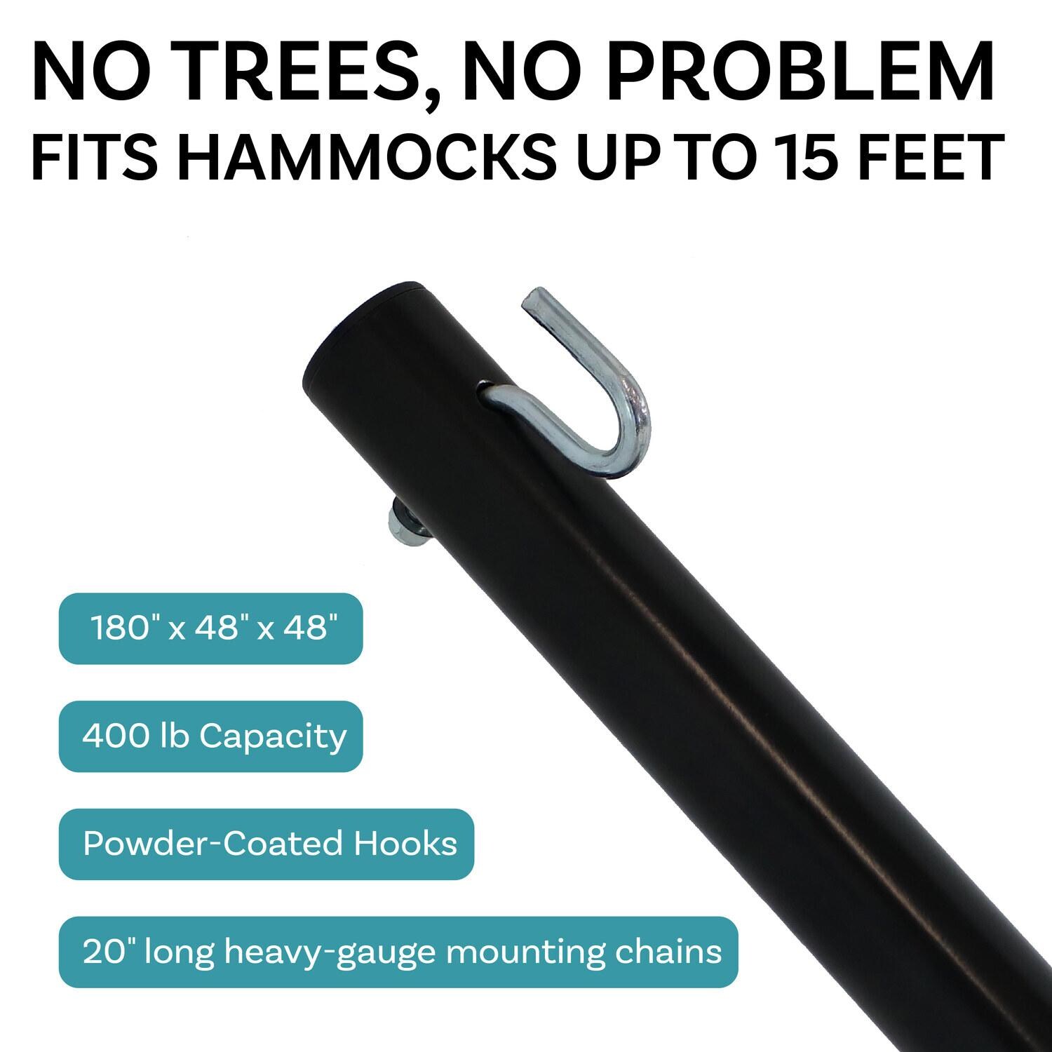 Ultimate Patio Heavy-Duty Steel Beam Hammock Stand - Black - Powder-Coated Hook and Chain - Detail