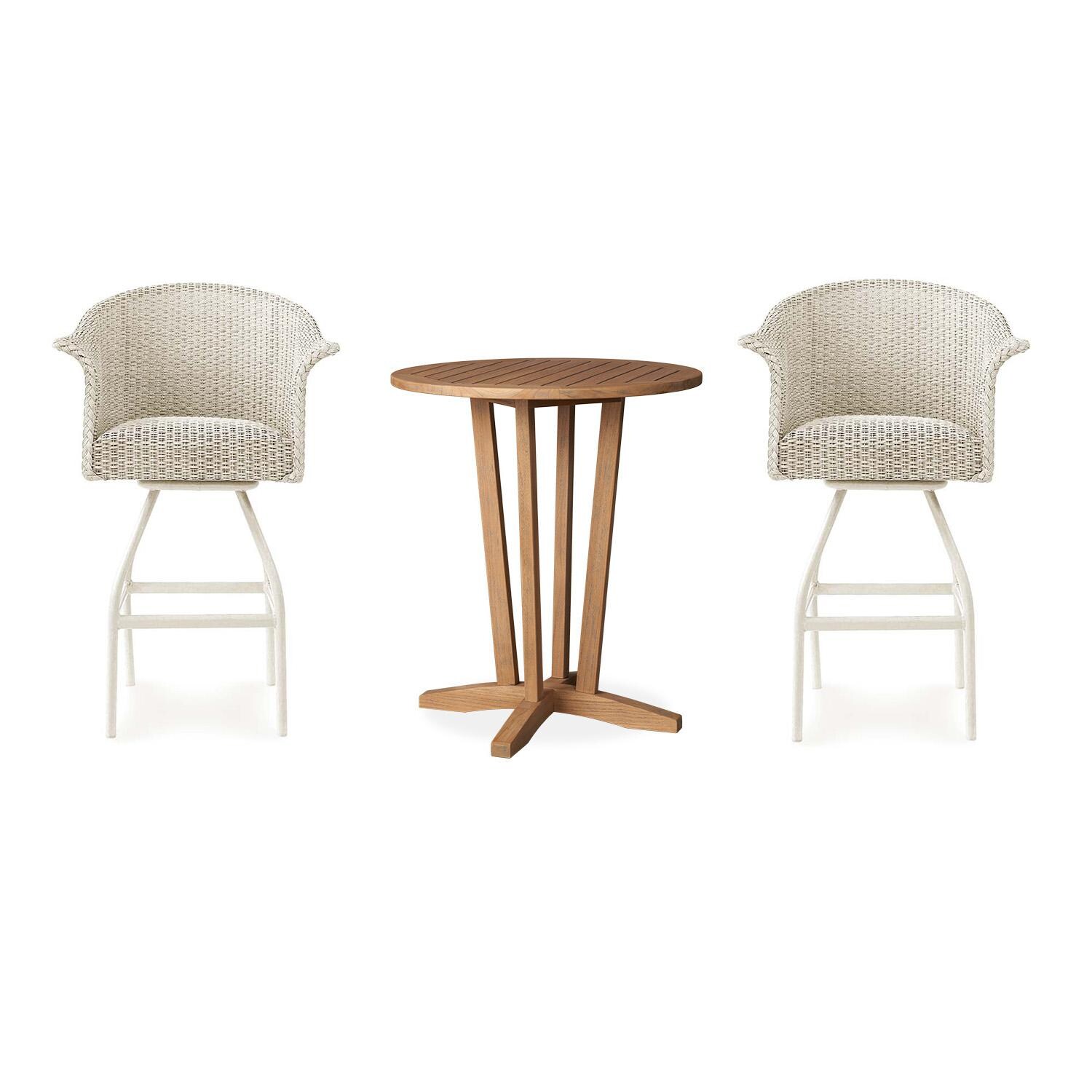 Timeless View 3 Pc Wicker Bar Set w/ Bar Stools in Ivory by Lakeview Outdoor Designs