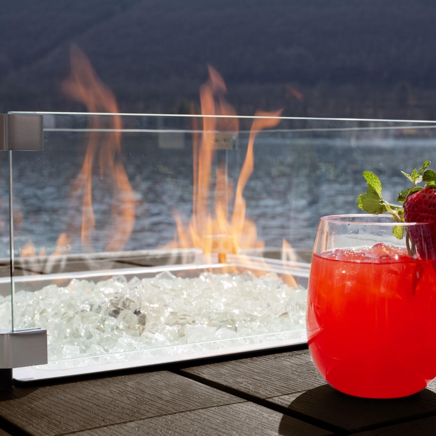 Harborview Octagonal Fire Pit Table in Weathered Acorn by Lakeview Outdoor Designs - Fire Glass - Detail thumbnail