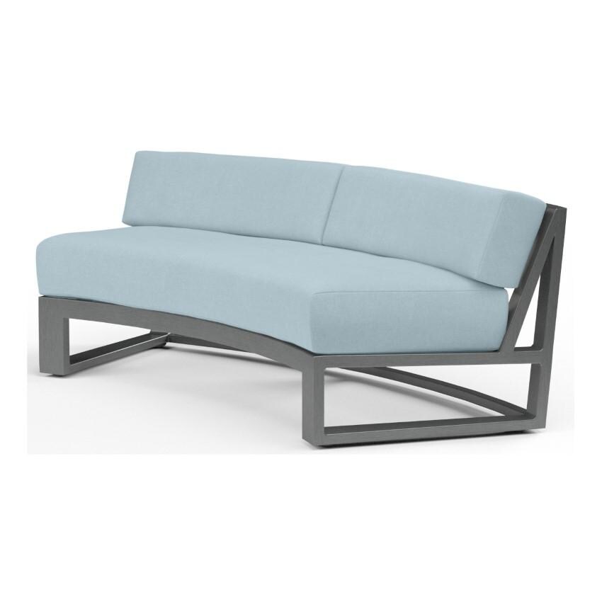 Redondo Aluminum Sectional Curved Sofa in Slate/Canvas Skyline by Sunset West